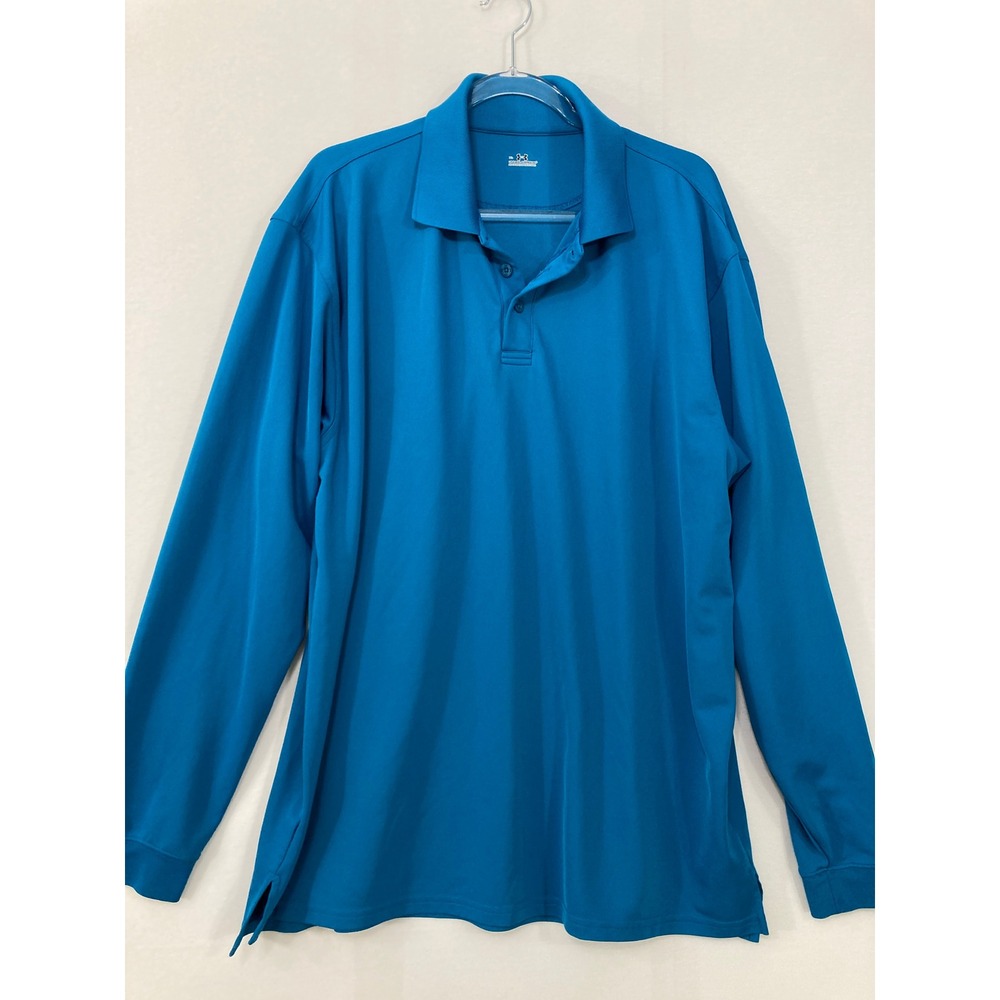 Under Armour Long Sleeve Polo XL Blue Performance Golf Athletic Shirt